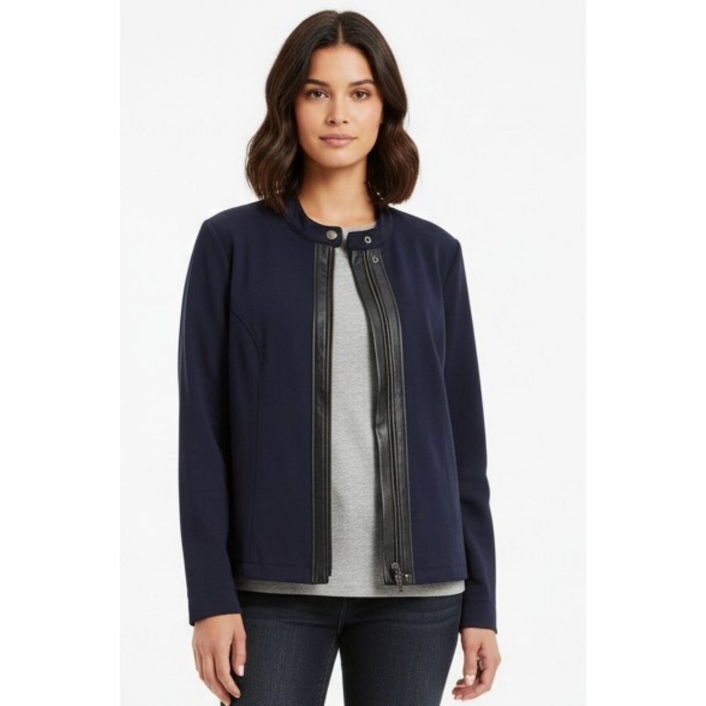 Lane Bryant Navy Zip Front Jacket Size 24